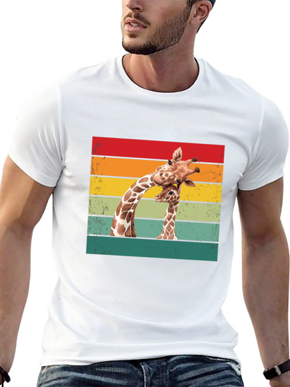 Giraffe Graphic Tee - Retro Style Animal Lover Shirt