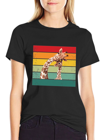Giraffe Graphic Tee - Retro Style Animal Lover Shirt