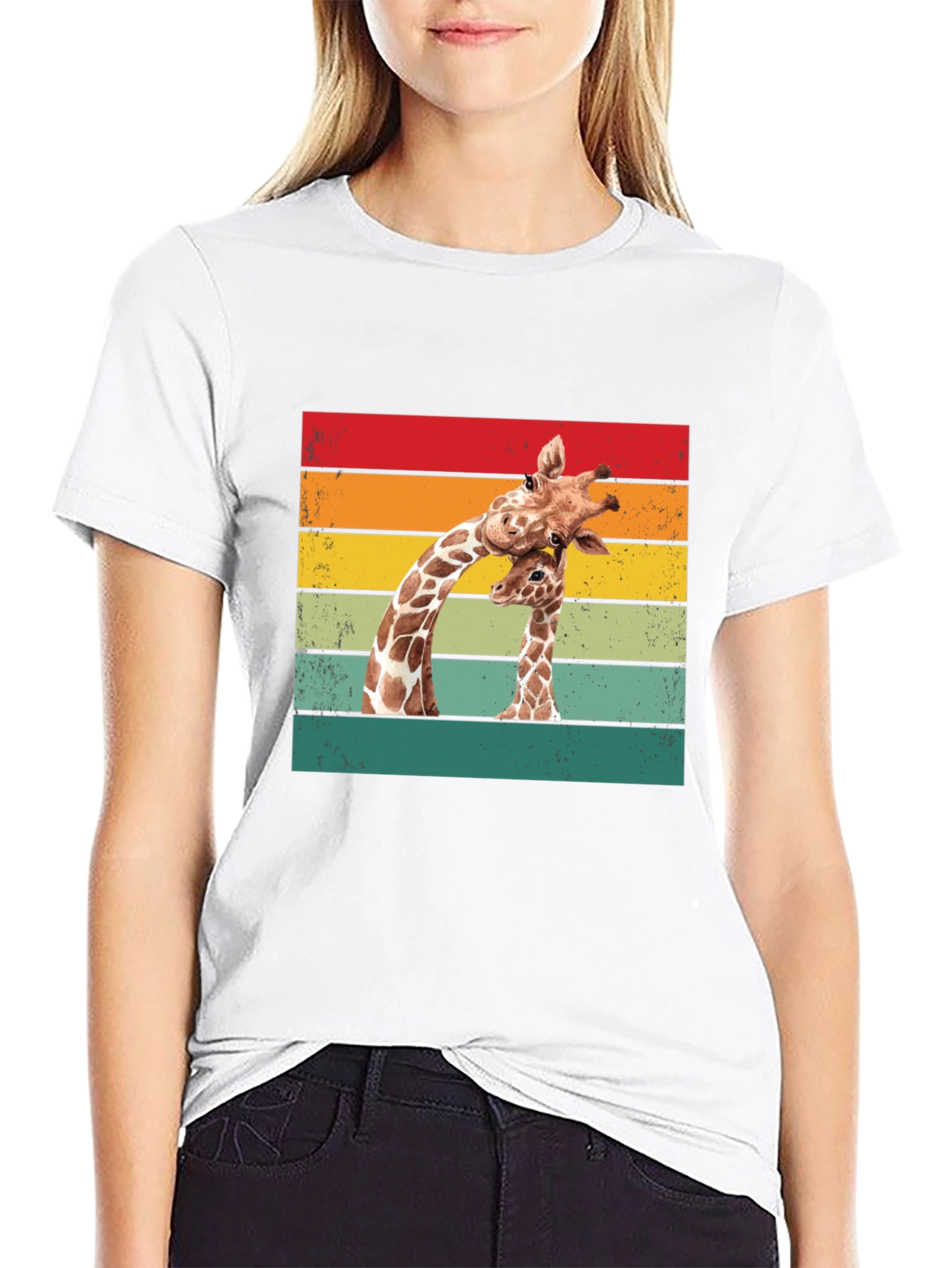 Giraffe Graphic Tee - Retro Style Animal Lover Shirt