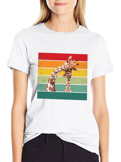 Giraffe Graphic Tee - Retro Style Animal Lover Shirt