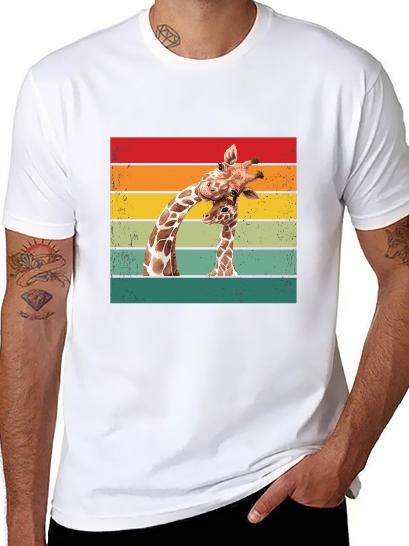 Giraffe Graphic Tee - Retro Style Animal Lover Shirt