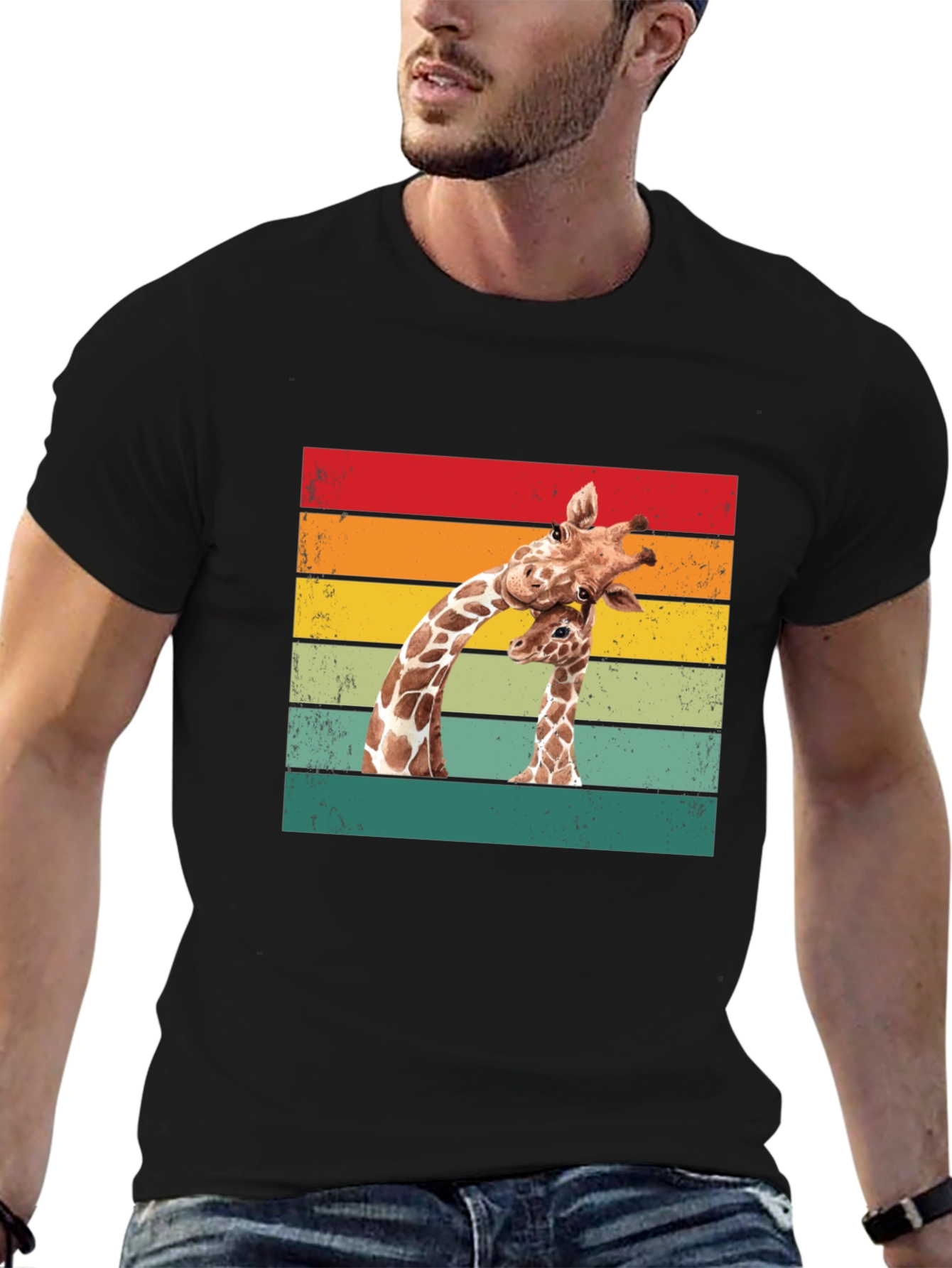Giraffe Graphic Tee - Retro Style Animal Lover Shirt