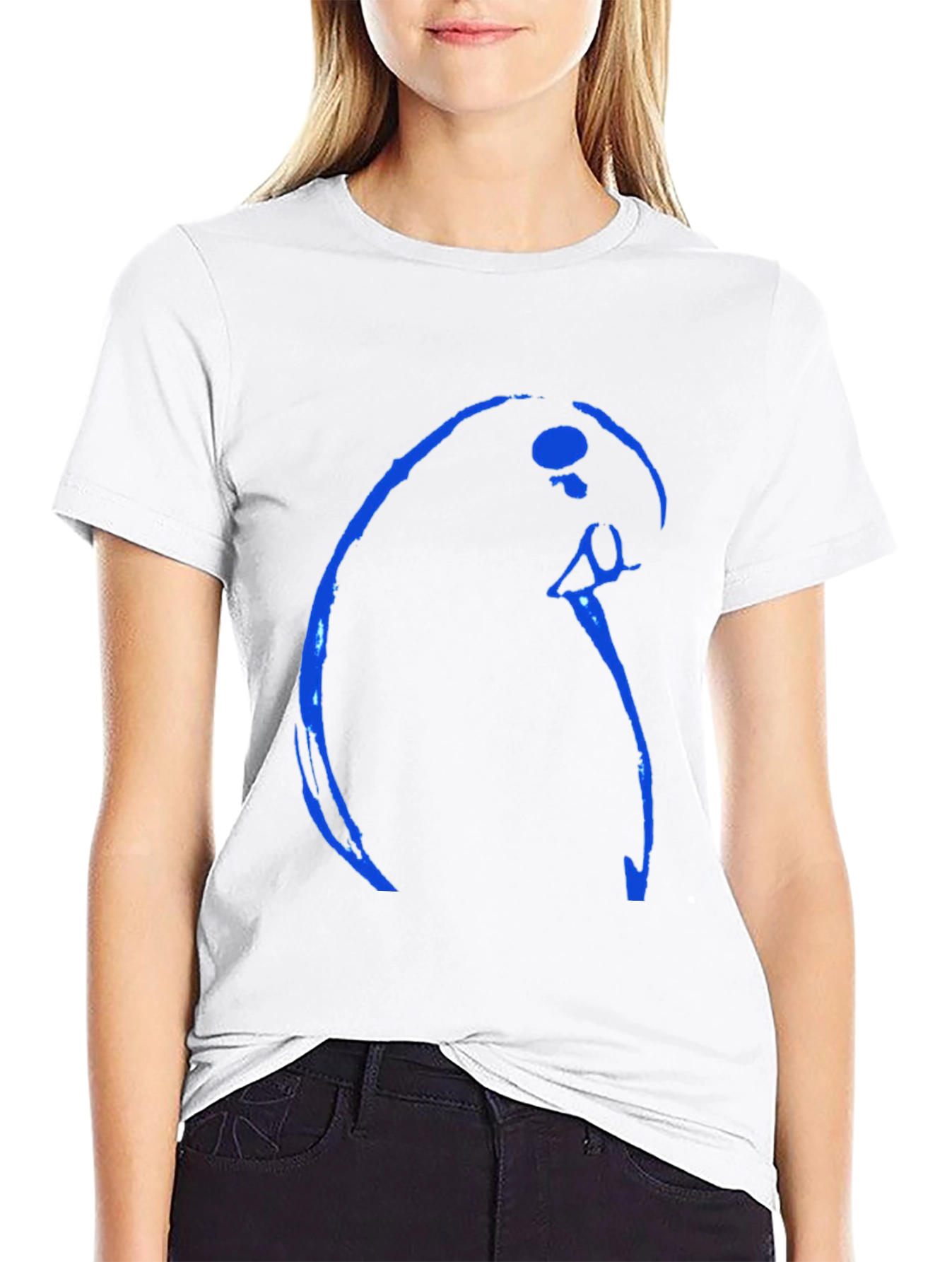 Abstract Blue Design Black T-Shirt