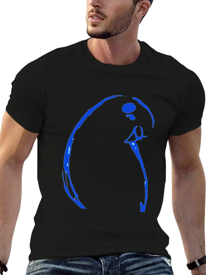 Abstract Blue Design Black T-Shirt