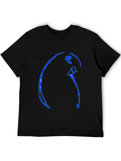 Abstract Blue Design Black T-Shirt