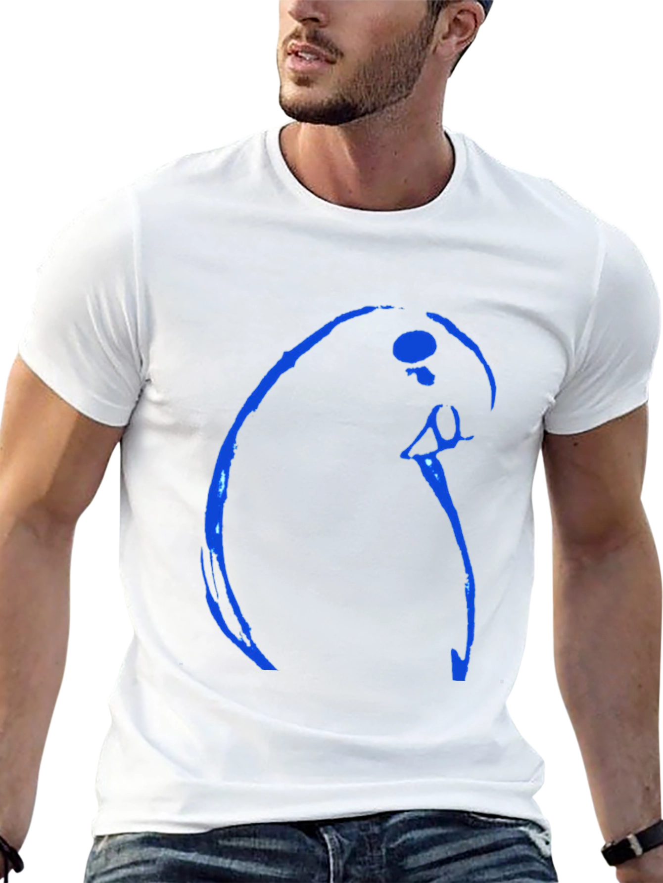 Abstract Blue Design Black T-Shirt