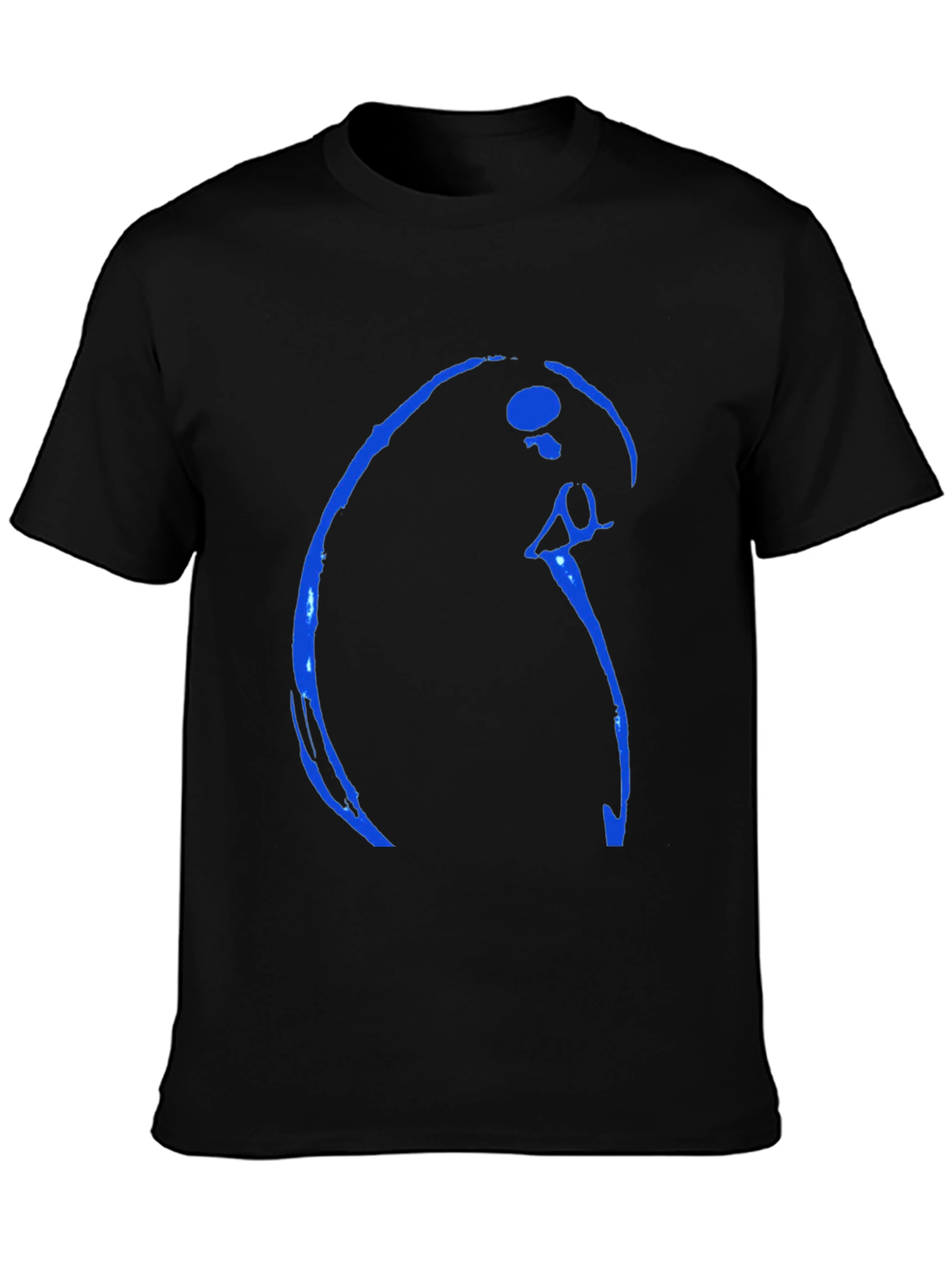Abstract Blue Design Black T-Shirt