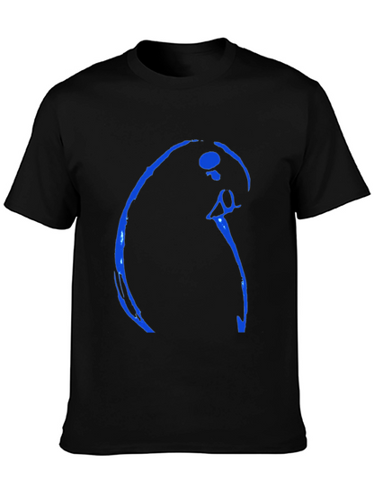 Abstract Blue Design Black T-Shirt