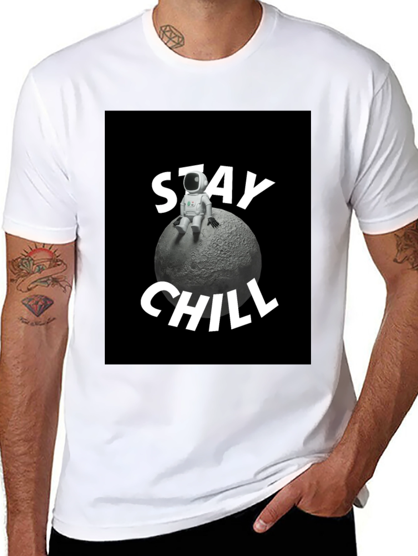 Stay Chill Astronaut T-Shirt - Relaxed Moon Vibes