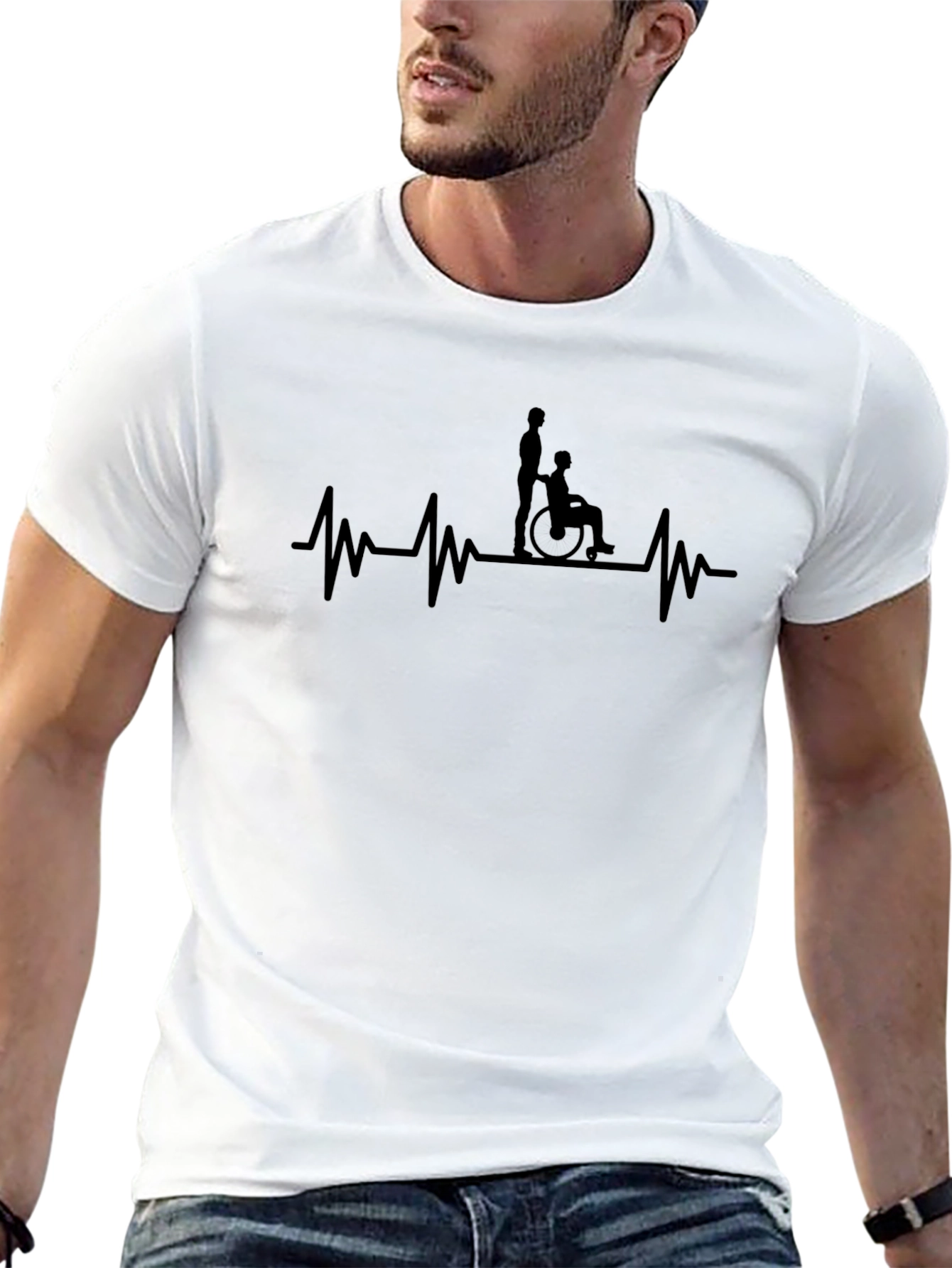 Black Heartbeat Wheelchair T-Shirt