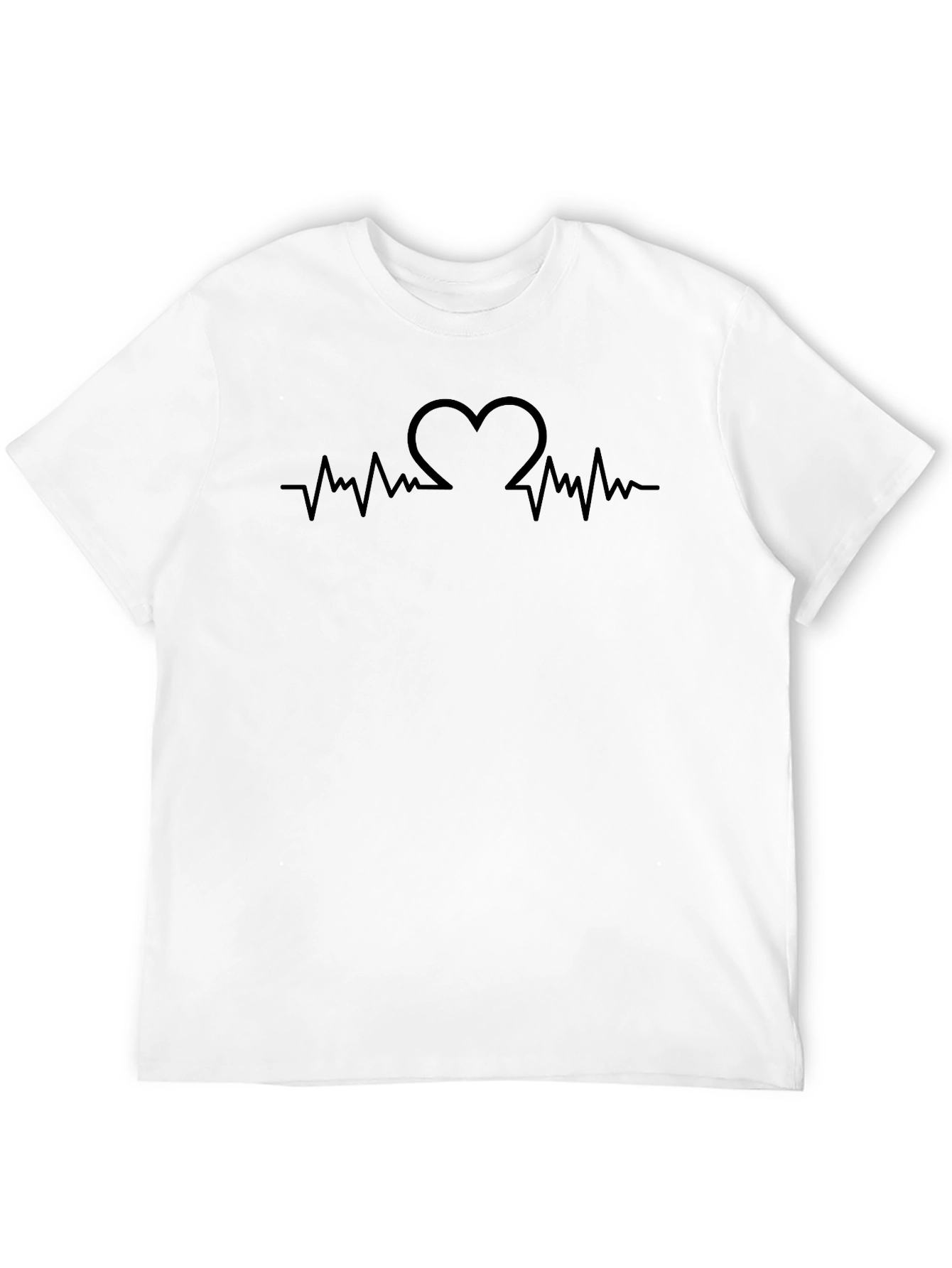 Heartbeat Heart Design Mens Black T-Shirt