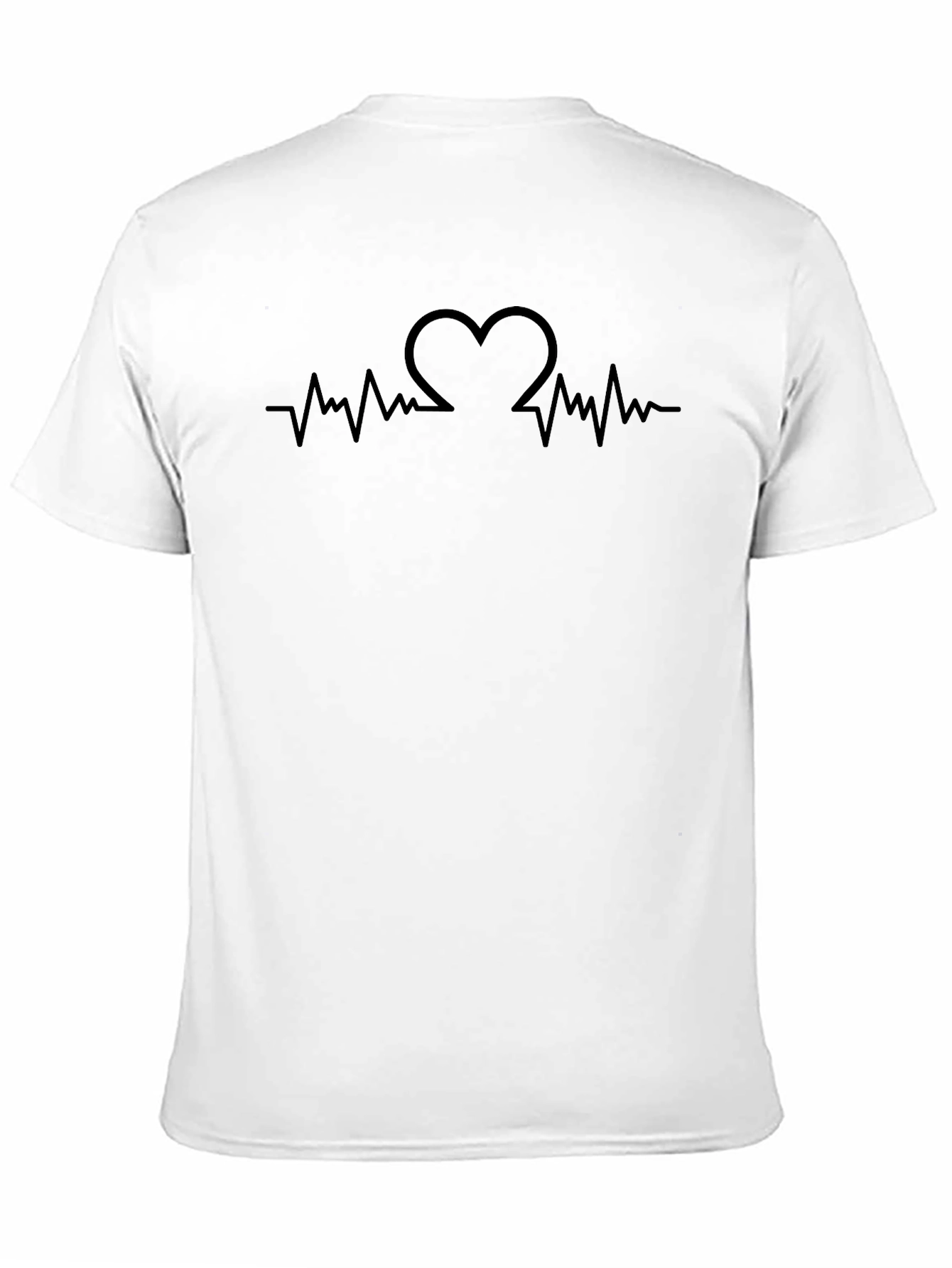 Heartbeat Heart Design Mens Black T-Shirt