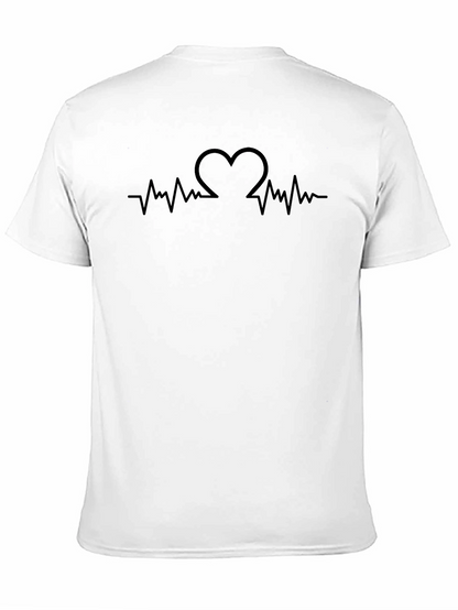 Heartbeat Heart Design Mens Black T-Shirt