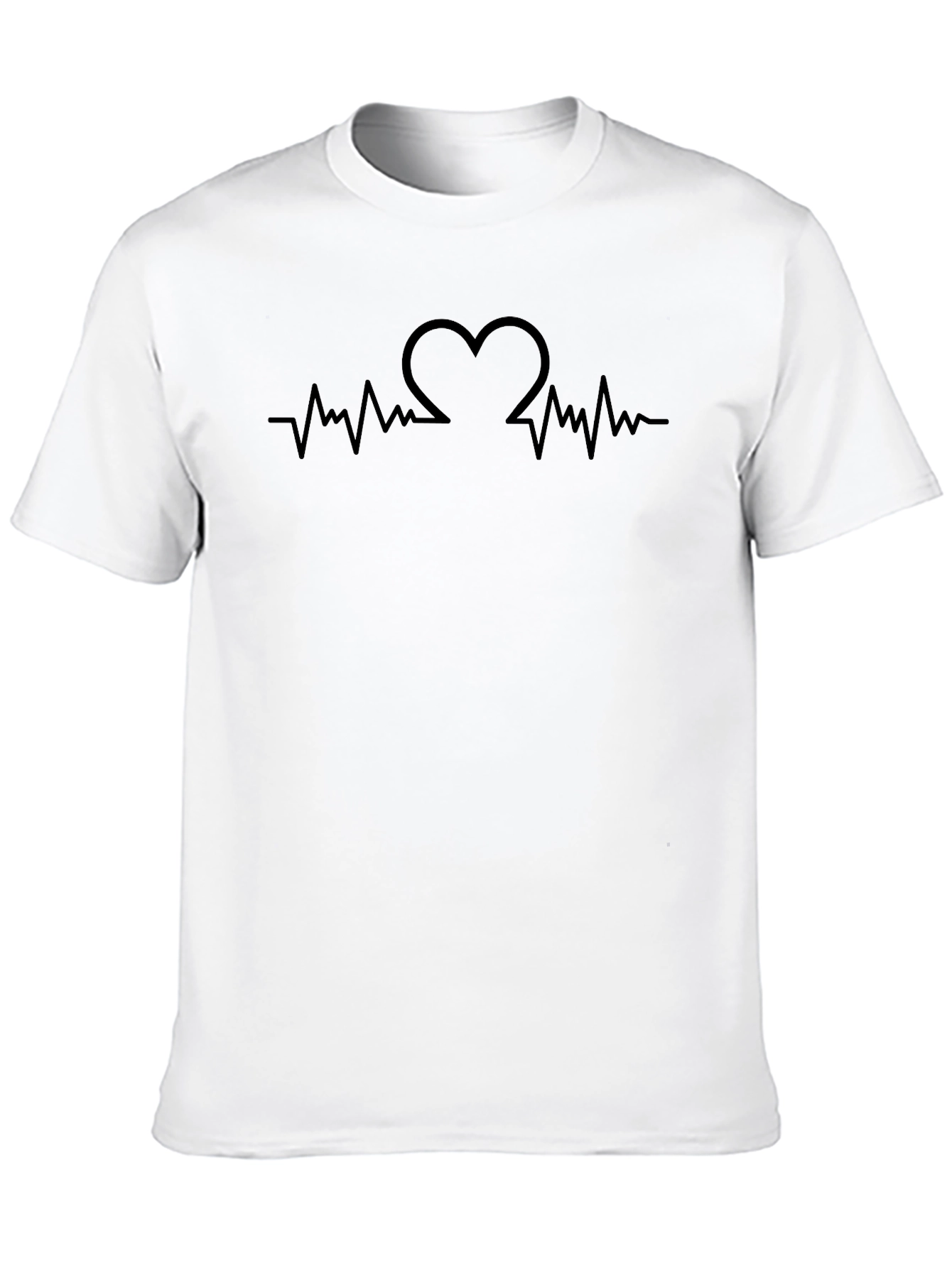 Heartbeat Heart Design Mens Black T-Shirt