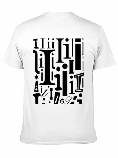 I Pattern Black Crew Neck T-Shirt