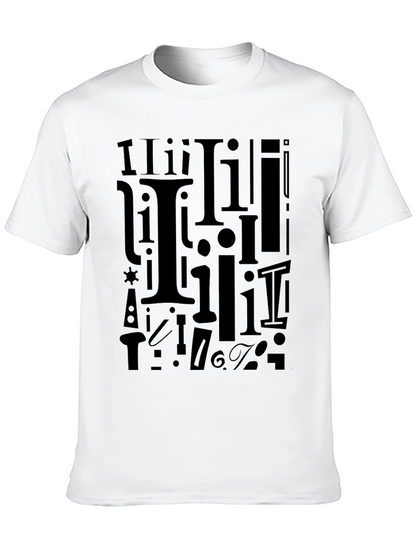 I Pattern Black Crew Neck T-Shirt