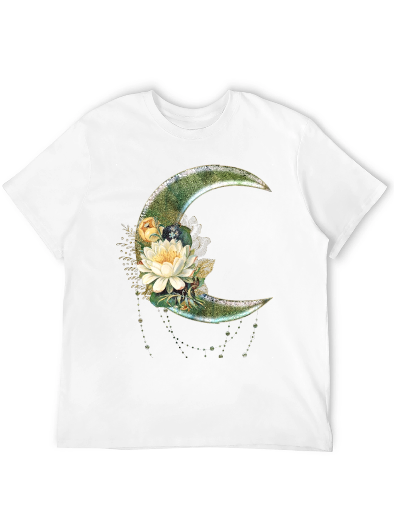 Floral Moon Graphic T-Shirt - Stylish Crescent Design