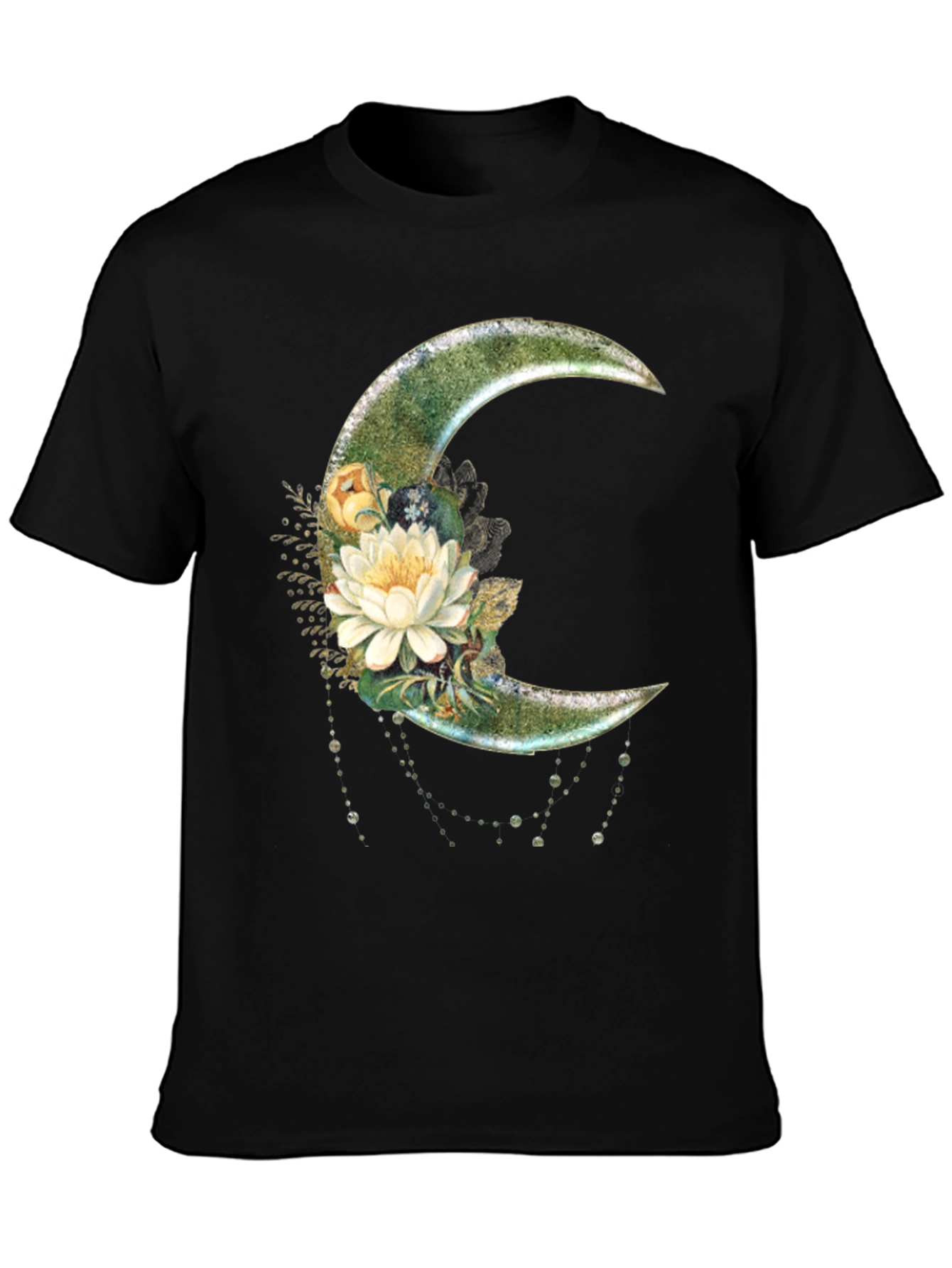 Floral Moon Graphic T-Shirt - Stylish Crescent Design
