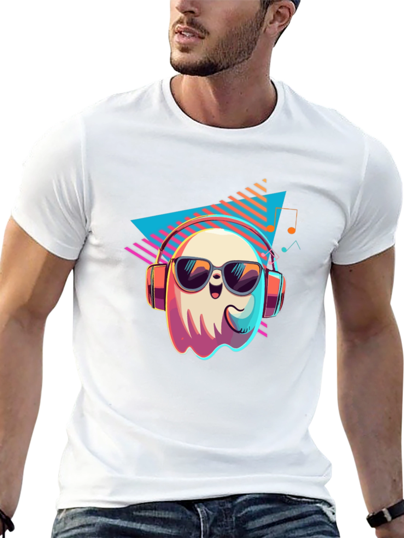Cool Ghost Graphic T-Shirt - Retro 80s Style