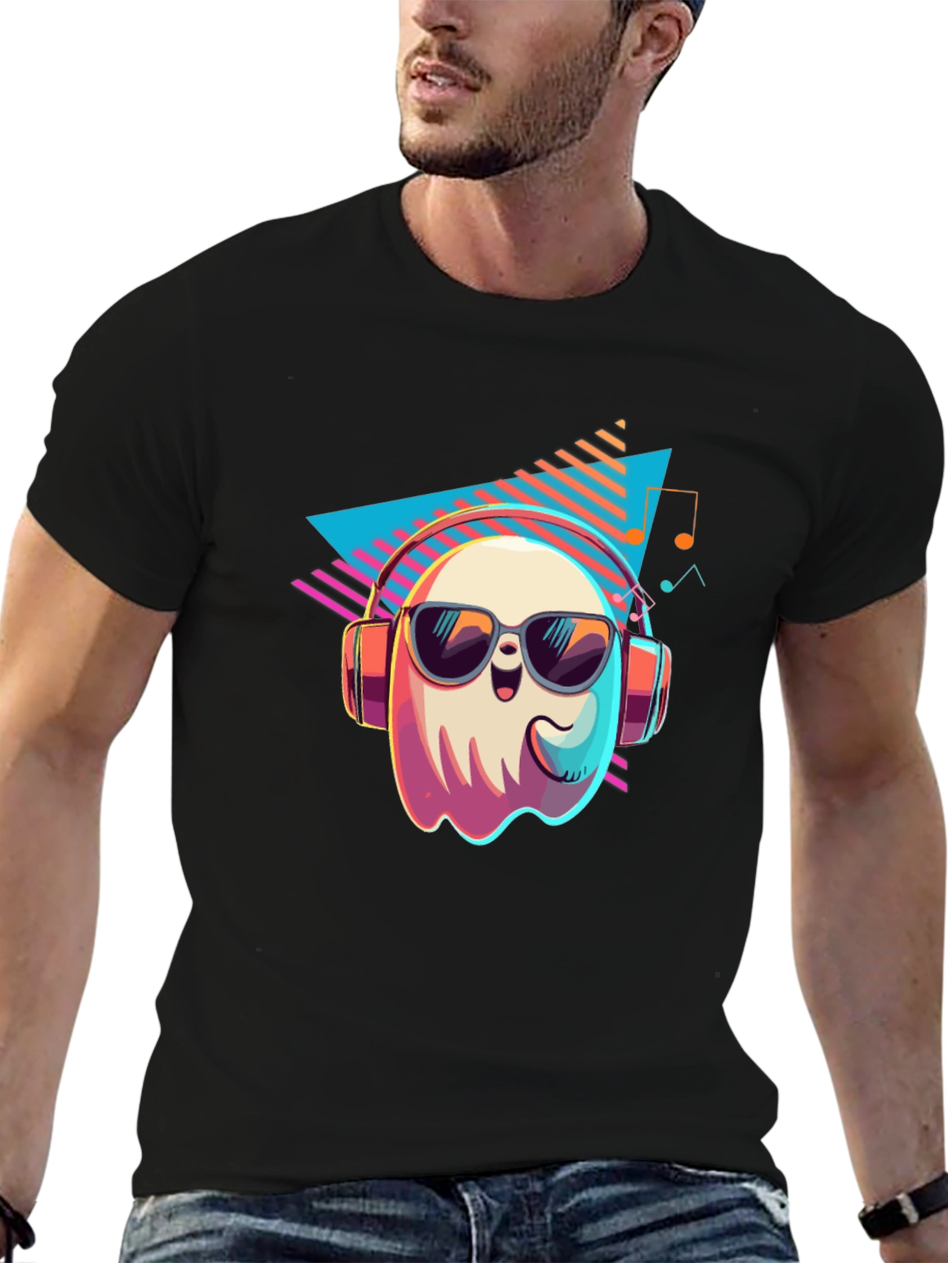 Cool Ghost Graphic T-Shirt - Retro 80s Style