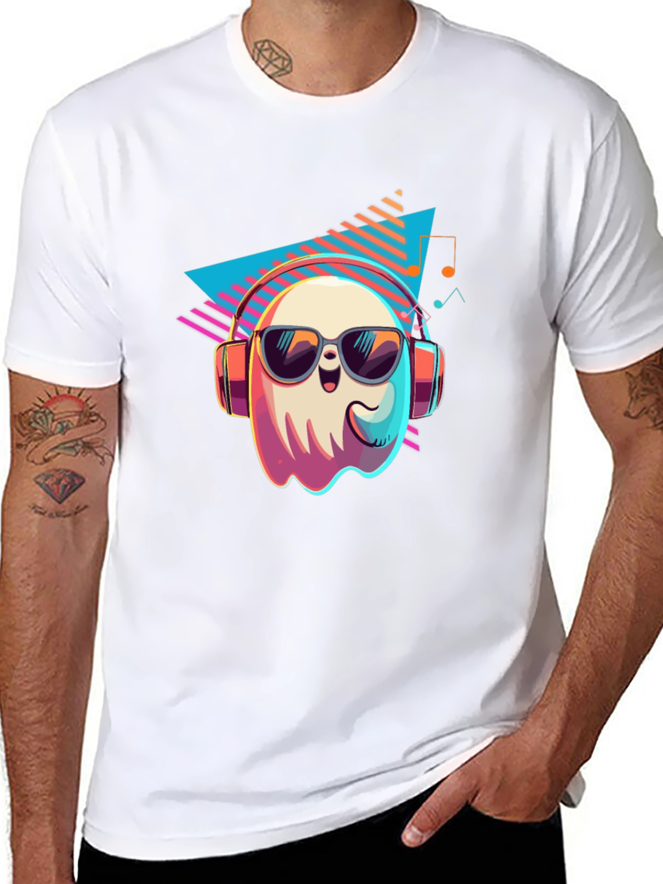 Cool Ghost Graphic T-Shirt - Retro 80s Style