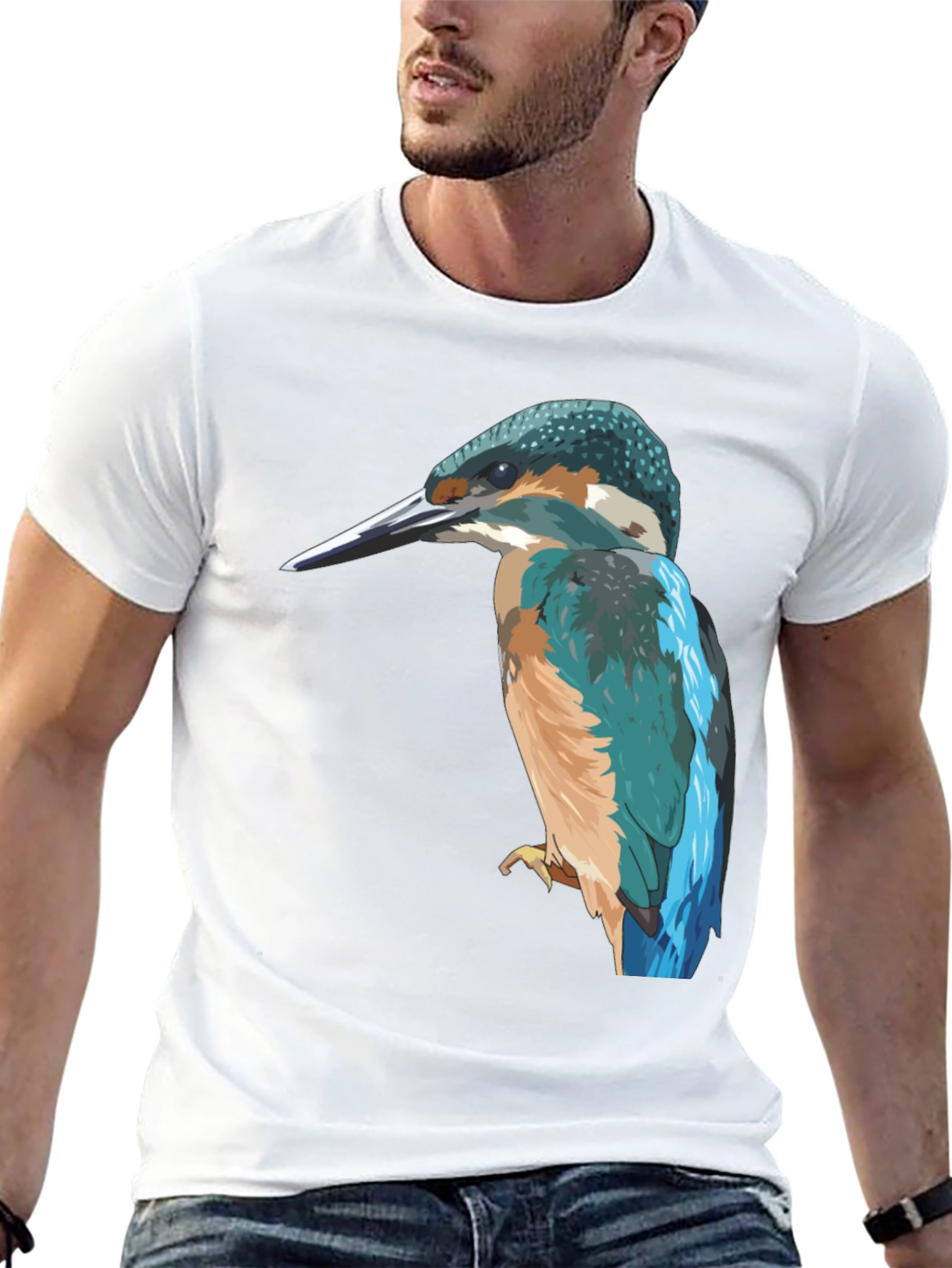 Kingfisher Bird Graphic Tee - Stylish Mens T-Shirt