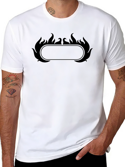 Black T-Shirt with Flame Border Design