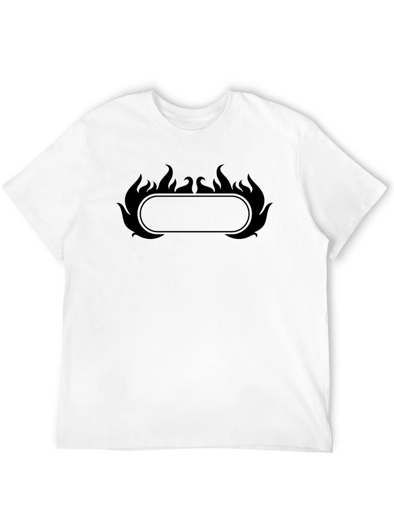 Black T-Shirt with Flame Border Design