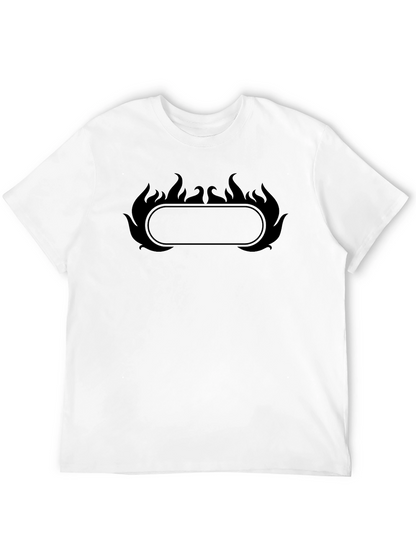 Black T-Shirt with Flame Border Design