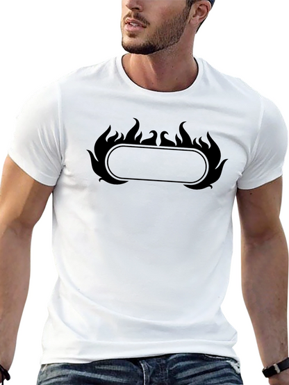 Black T-Shirt with Flame Border Design