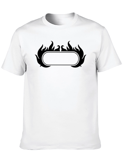 Black T-Shirt with Flame Border Design