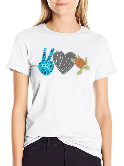 Peace Love Turtle Graphic T-Shirt