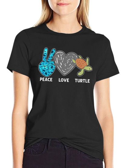 Peace Love Turtle Graphic T-Shirt