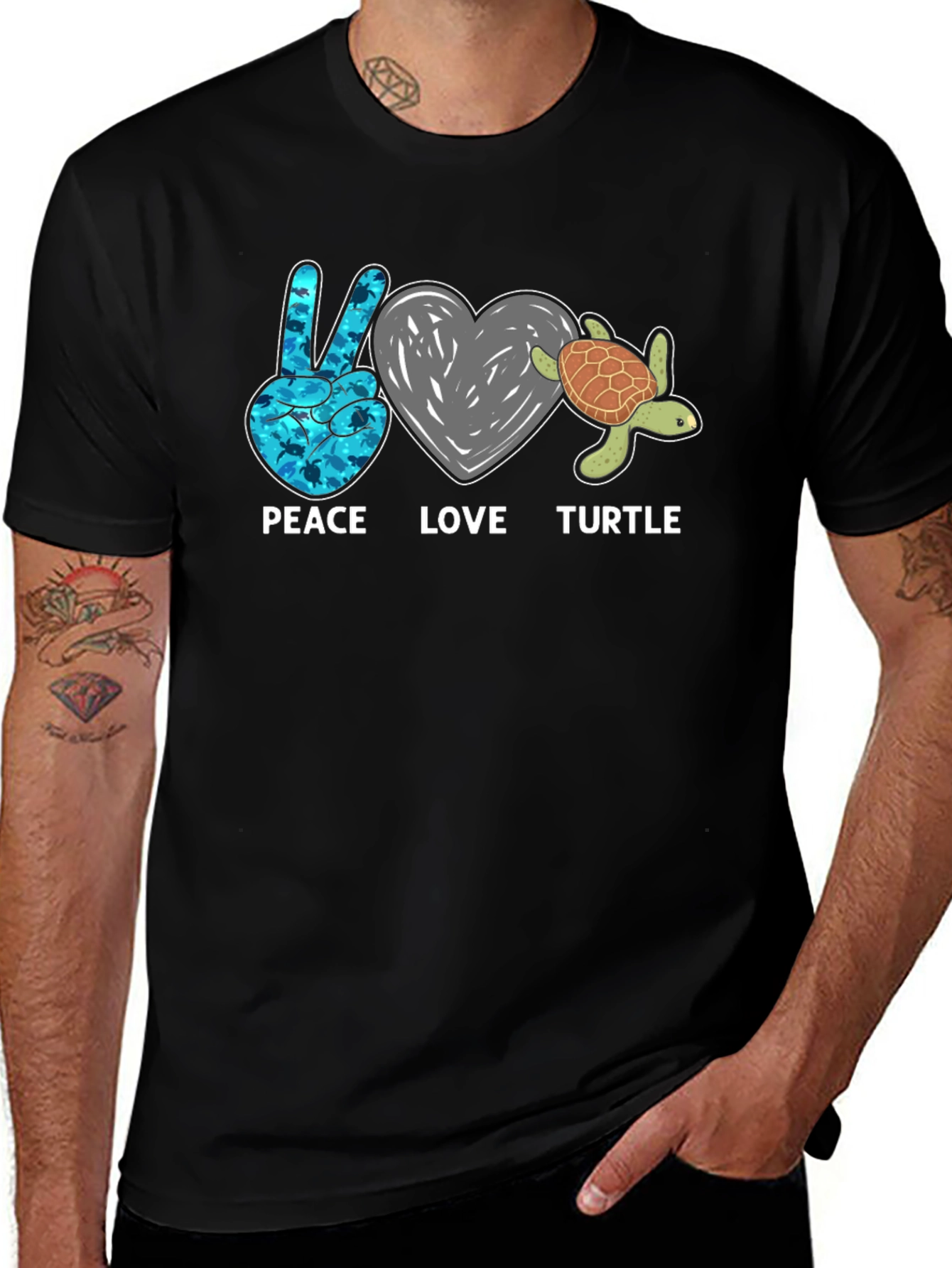 Peace Love Turtle Graphic T-Shirt