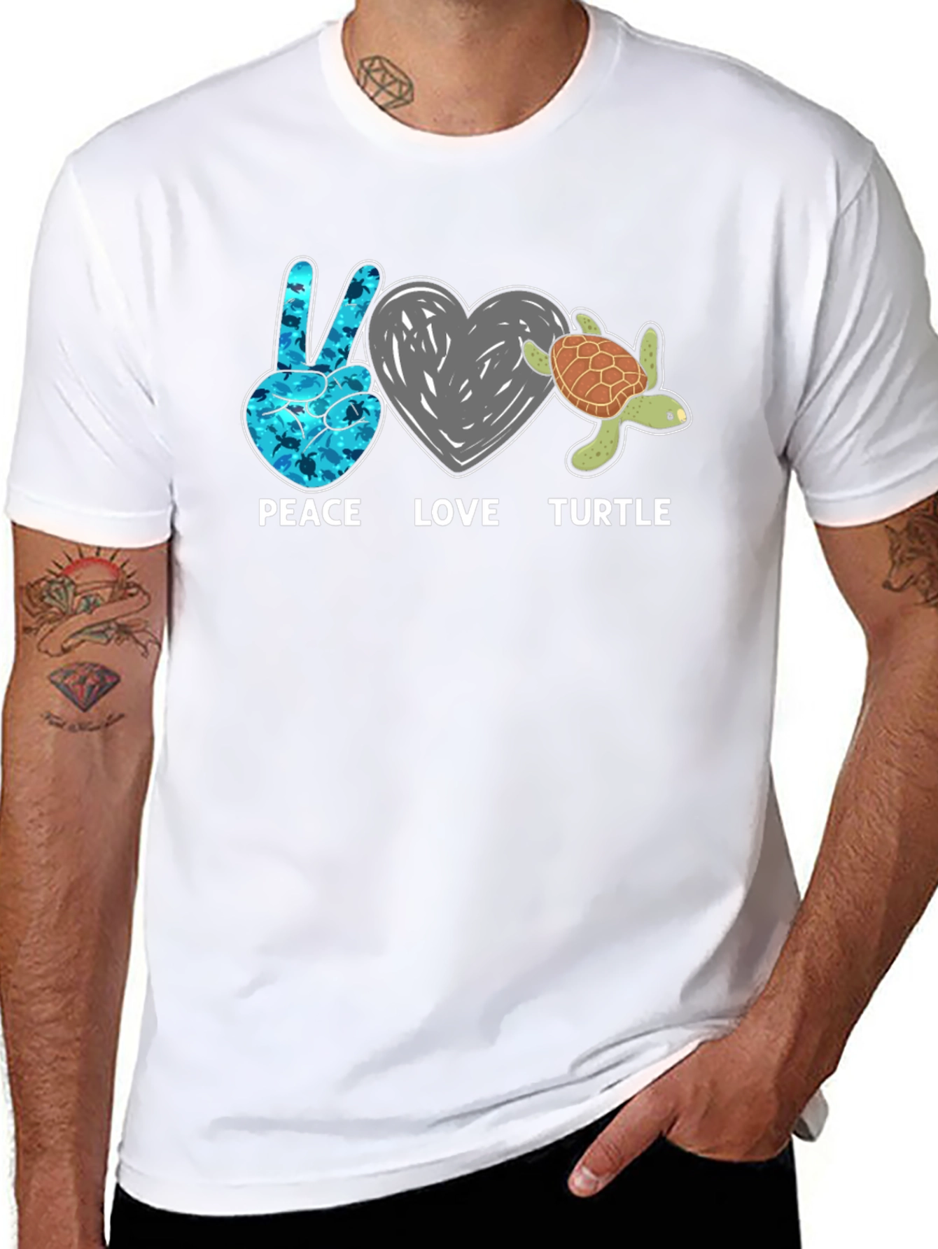 Peace Love Turtle Graphic T-Shirt