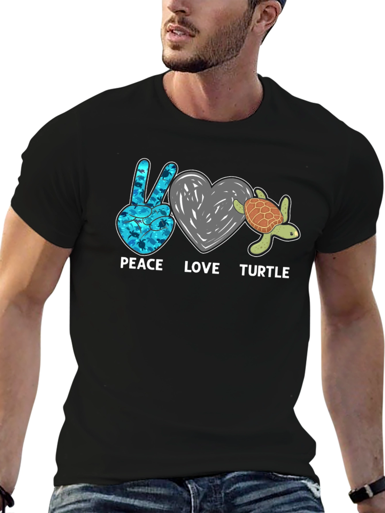 Peace Love Turtle Graphic T-Shirt