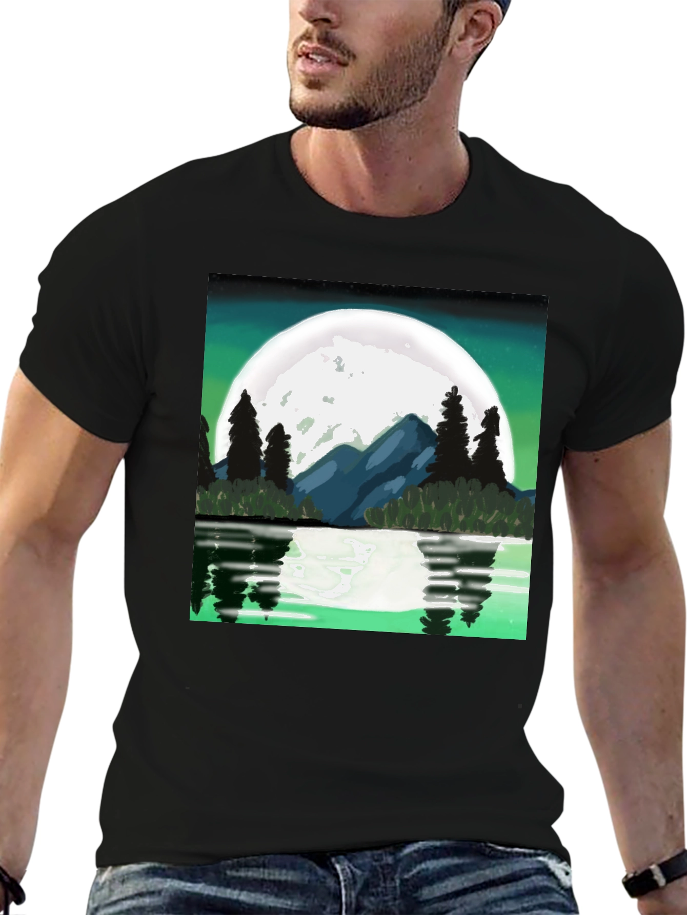 Moonlit Lake Graphic Tee - Black