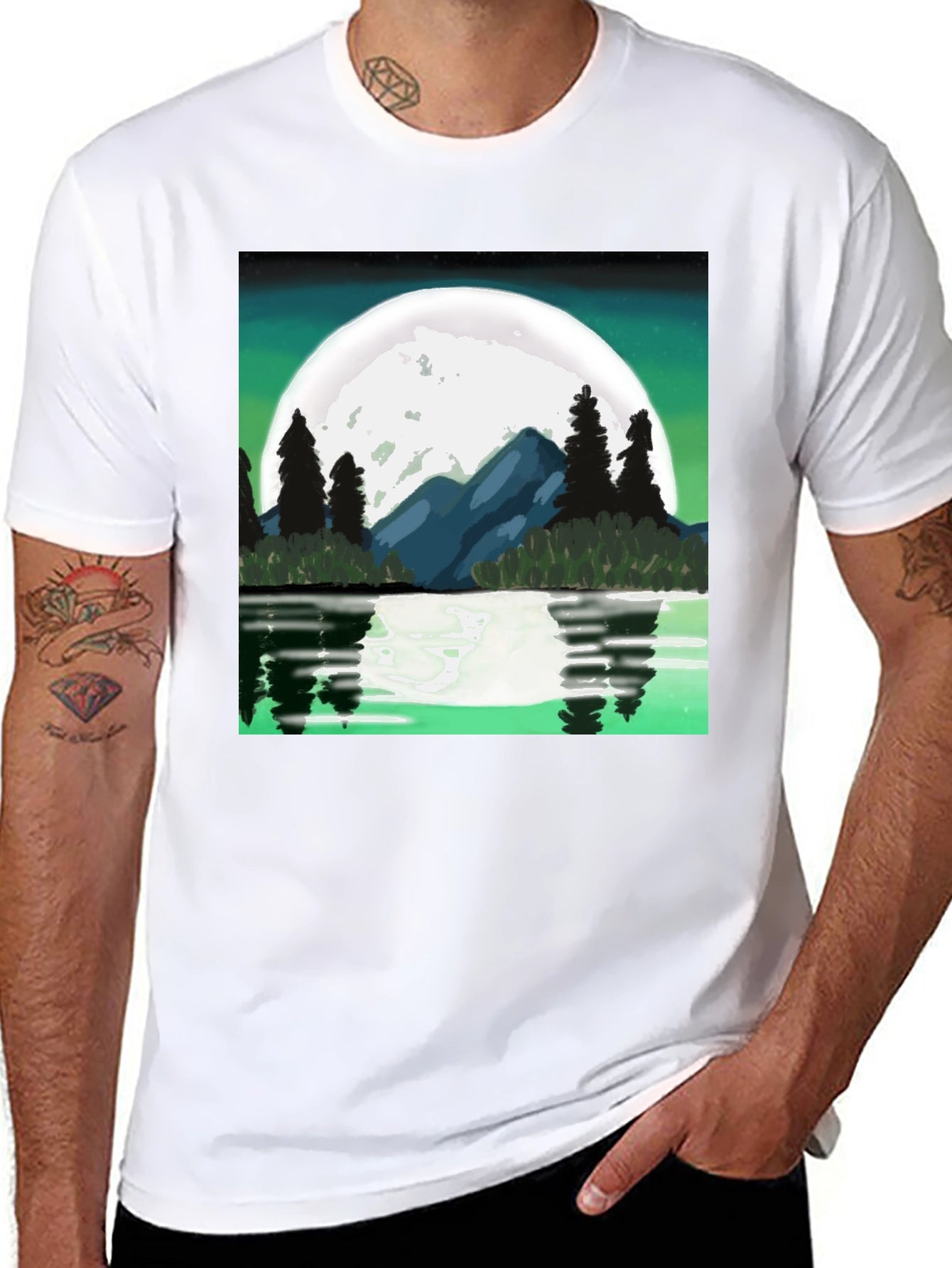 Moonlit Lake Graphic Tee - Black