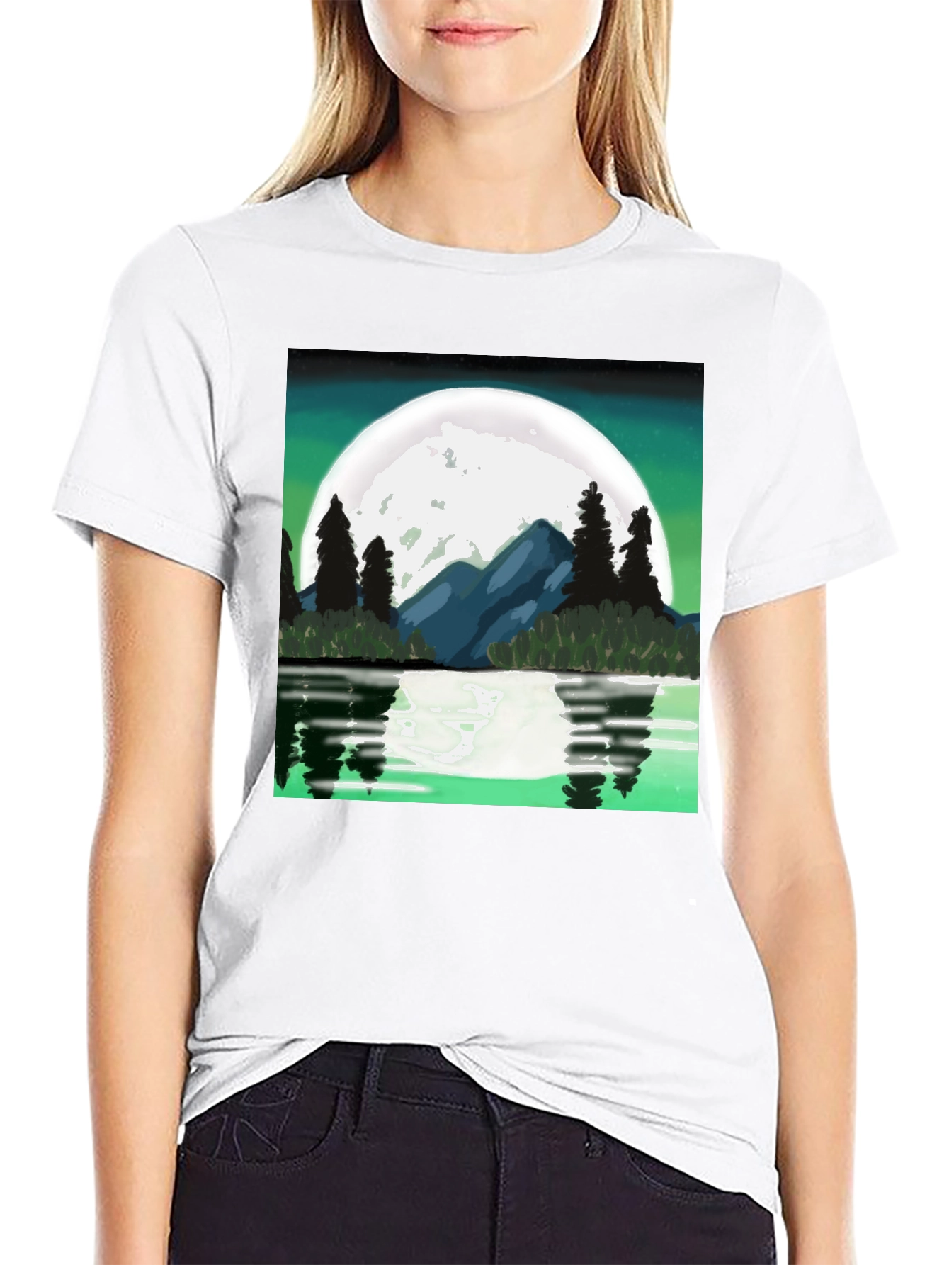 Moonlit Lake Graphic Tee - Black