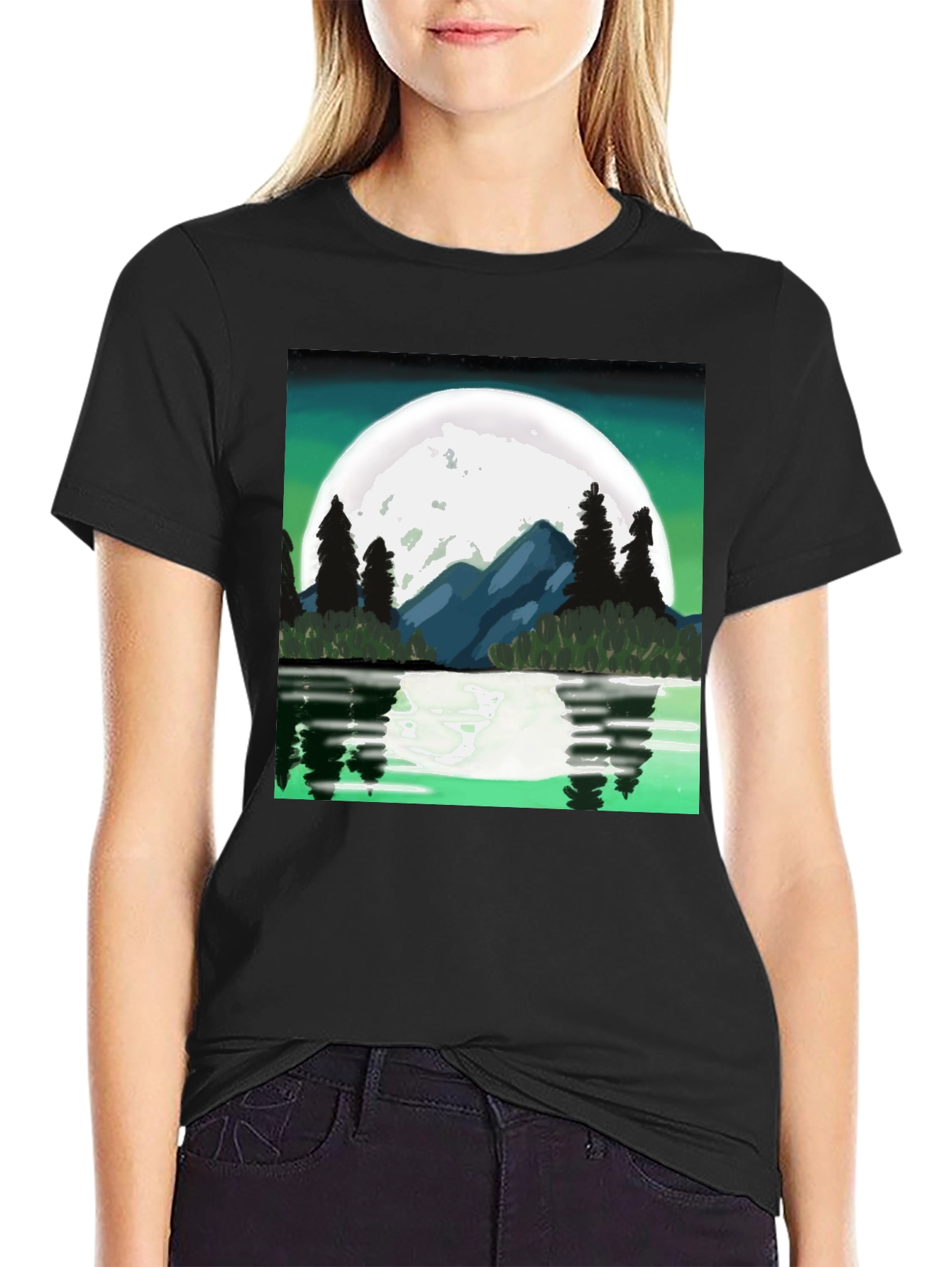 Moonlit Lake Graphic Tee - Black