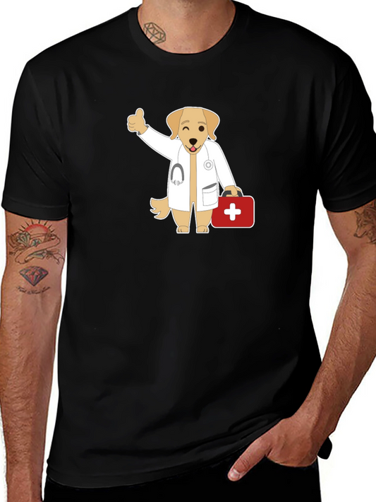 Doctor Dog Graphic Tee - Cute Cartoon Vet T-Shirt
