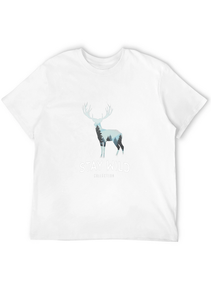 Stay Wild Graphic Tee - Deer Antler Design