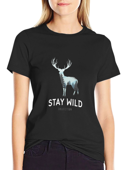 Stay Wild Graphic Tee - Deer Antler Design