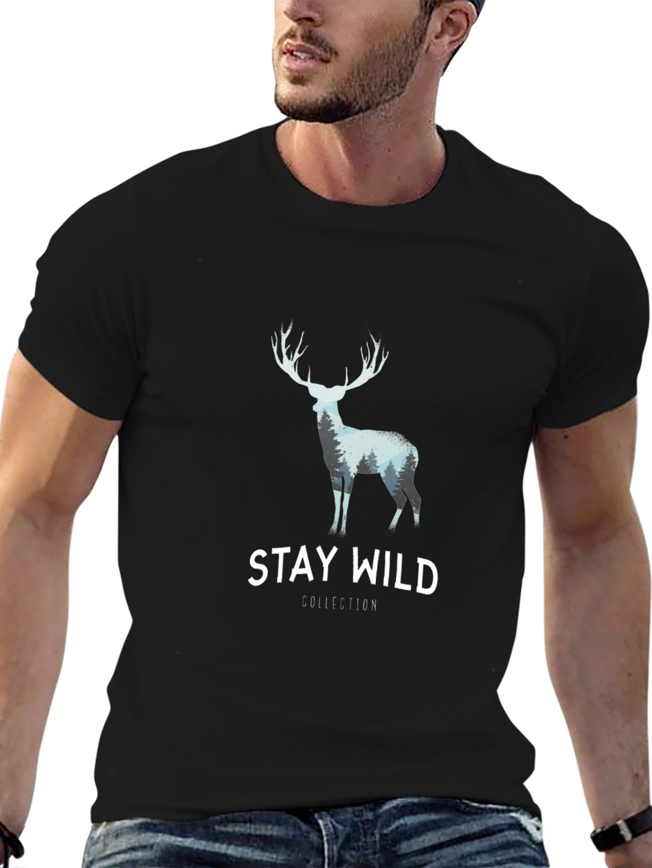 Stay Wild Graphic Tee - Deer Antler Design