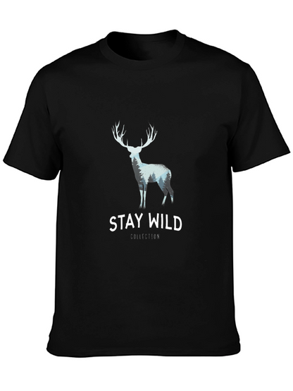 Stay Wild Graphic Tee - Deer Antler Design