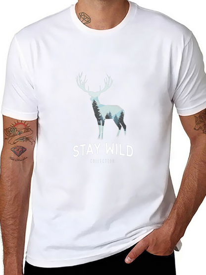 Stay Wild Graphic Tee - Deer Antler Design