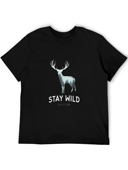 Stay Wild Graphic Tee - Deer Antler Design