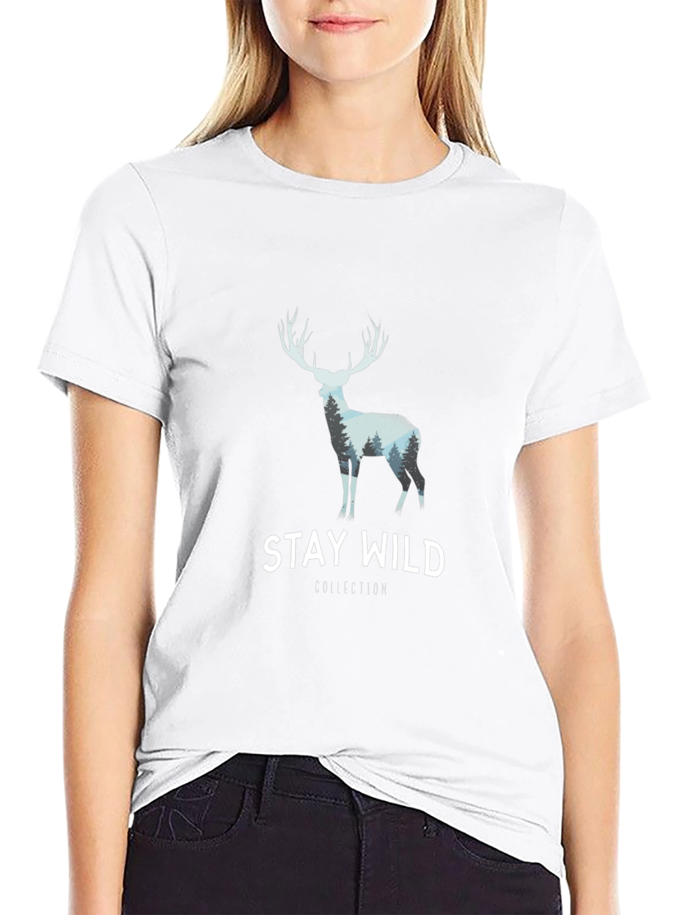 Stay Wild Graphic Tee - Deer Antler Design
