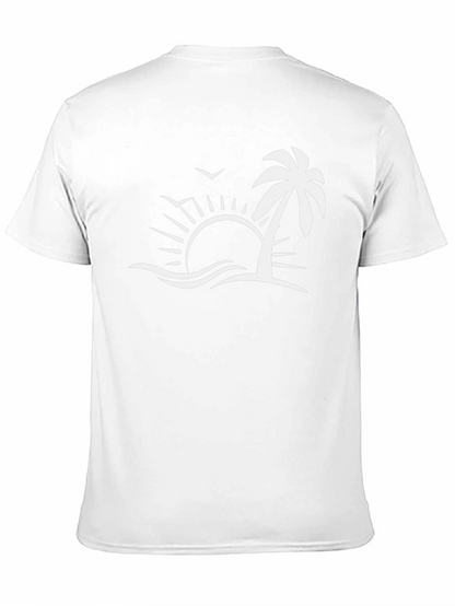 Tropical Palm Sunset Graphic Tee - Black