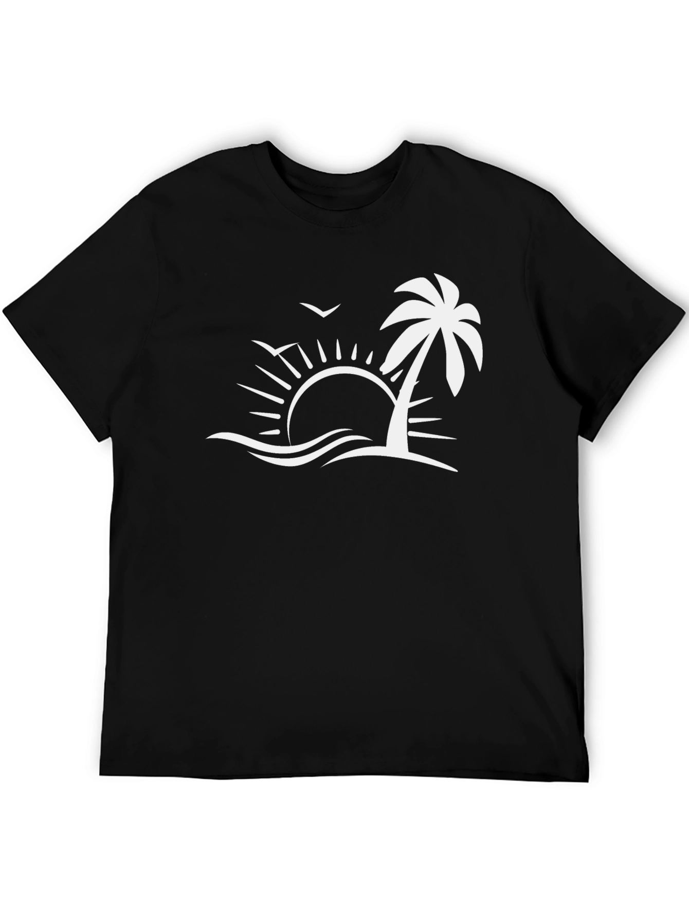 Tropical Palm Sunset Graphic Tee - Black